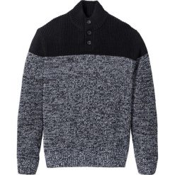 Sweter ze stójką bonprix czarno-biały. Czarne swetry nierozpinane bonprix, l, bez wzorów, bez kołnierzyka, bez ramiączek. Za 109.99 zł.