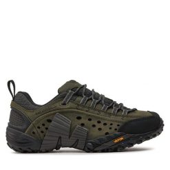 Trekkingi Merrell. Zielone buty trekkingowe Merrell, bez wzorów, bez zapięcia. Za 699.99 zł.