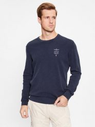 Aeronautica Militare Sweter 232MA1394L463 Granatowy Regular Fit. Niebieskie swetry rozpinane Aeronautica Militare, l, bez wzorów, z bawełny, bez kołnierzyka, bez ramiączek. Za 699.99 zł.