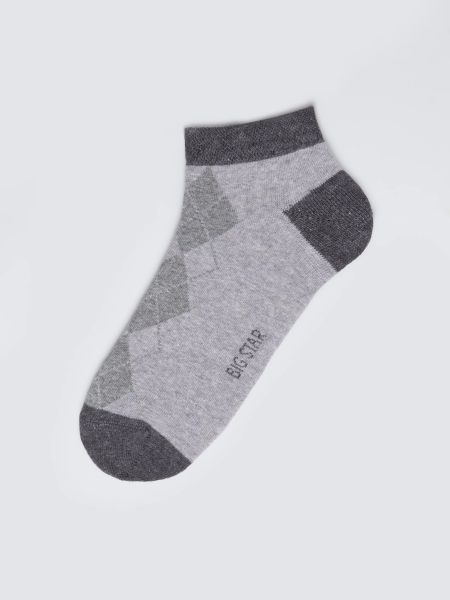Stopki męskie w romby szare Edger 902. Szare skarpety BIG STAR, bez wzorów, z bawełny. Za 19.99 zł.