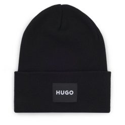 Czapka HUGO. Czarne czapki zimowe Hugo, bez wzorów. Za 249.99 zł.