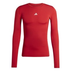 Koszulka męska adidas Techfit Long Sleeve Tee. Czerwone bielizna termoaktywna Adidas, m, bez wzorów, bez ramiączek, na fitness i siłownię. Za 115.99 zł.