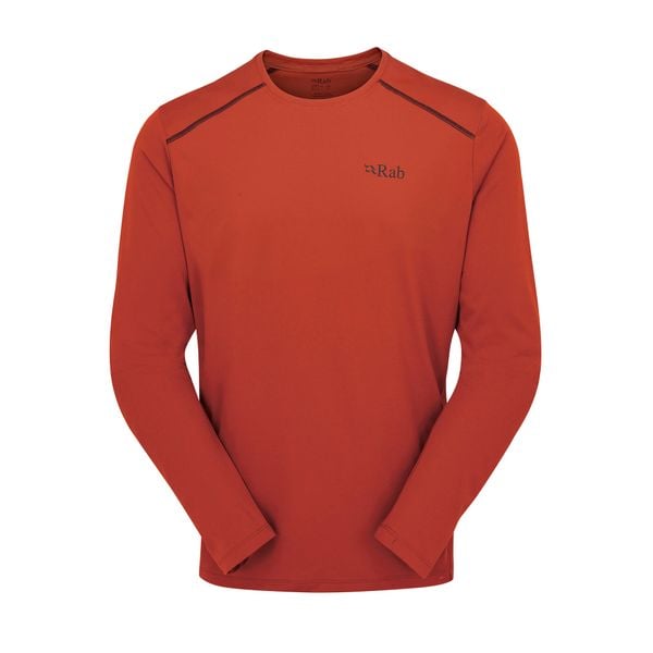 Longsleeve męski Rab Force. Czerwone bluzki z długim rękawem RAB, m, bez wzorów, bez kołnierzyka, bez ramiączek. Za 189.99 zł.