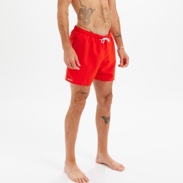 Spodenki surfingowe męskie Olaian Hendaia NT. Czerwone odzież kąpielowa OLAIAN, m, bez wzorów, z materiału, sportowe. Za 19.99 zł.