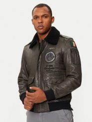 Aeronautica Militare Kurtka skórzana 242PN953PL147 Szary Regular Fit. Szare kurtki Aeronautica Militare, m, bez wzorów, ze skóry, bez kaptura. Za 4,739.00 zł.