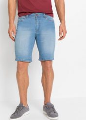 Bermudy dżinsowe ze stretchem, Regular Fit (2 pary). Niebieskie jeansy bonprix, m. Za 159.99 zł.