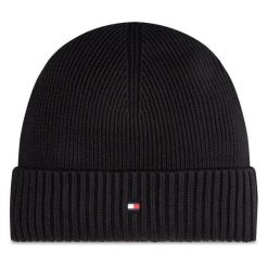 Czapka Tommy Hilfiger. Czarne czapki zimowe Tommy Hilfiger, bez wzorów. Za 119.99 zł.
