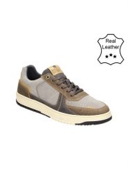 Bullboxer Skórzane sneakersy w kolorze szarobrązowo-szarym rozmiar: 44. Brązowe buty sportowe casual Bullboxer, bez wzorów, bez zapięcia. Za 258.52 zł.