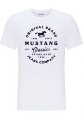 MUSTANG ALEX C PRINT MĘSKI T-SHIRT KOSZULKA LOGO TEE GENERAL WHITE 1015052 2045. Białe t-shirty Mustang, m, bez wzorów, bez kołnierzyka, bez ramiączek. Za 69.99 zł.