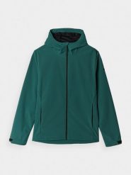 4F Kurtka softshell wiatroodporna membrana 5000 męska - zielona S. Zielone kurtki 4F, na zimę, m, bez wzorów, z dzianiny, z kapturem. W wyprzedaży za 139.99 zł.