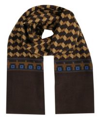 Męski Szalik Elegancki Miękki, Dwustronny, Śliski - ALTIES - Brąz w Regularny Wzór. Szaliki Alties, bez wzorów, z materiału. Za 55.00 zł.