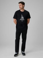 4F Spodnie casual męskie - czarne M. Czarne spodnie materiałowe 4F, do pracy, m, bez wzorów, z bawełny, biznesowe. Za 169.99 zł.