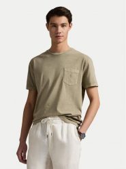 Polo Ralph Lauren T-Shirt 710969628006 Khaki Custom Slim Fit. Brązowe koszulki polo Polo Ralph Lauren, m, bez wzorów, z bawełny, bez kołnierzyka, bez ramiączek. Za 289.99 zł.