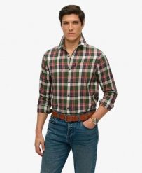 Superdry Koszula Vintage w Kratę z Bawełny Organicznej. Zielone koszule Superdry, l, bez wzorów, z bawełny, bez kołnierzyka, bez ramiączek. Za 296.85 zł.