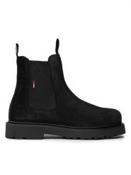 Tommy Jeans Sztyblety Suede Chelsea Boot EM0EM00829 Czarny. Czarne botki sznurowane Tommy Jeans, bez wzorów, z jeansu, bez obcasa, bez zapięcia. Za 699.99 zł.