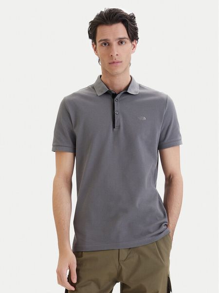 The North Face Polo PREMIUM SLIM Szary Slim Fit. Szare koszulki polo The North Face, m, bez wzorów, z bawełny, bez kołnierzyka, bez ramiączek. Za 199.99 zł.
