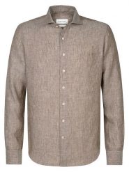 PROFUOMO Koszula - Slim fit - w kolorze szarobrązowym rozmiar: 40. Brązowe koszule PROFUOMO, bez wzorów, ze lnu, bez kołnierzyka, bez ramiączek. Za 209.82 zł.
