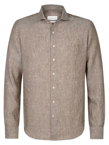 PROFUOMO Koszula - Slim fit - w kolorze szarobrązowym rozmiar: 39. Brązowe koszule PROFUOMO, bez wzorów, ze lnu, bez kołnierzyka, bez ramiączek. Za 196.70 zł.