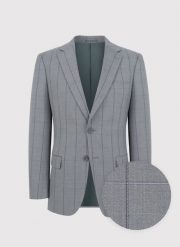 PAKO LORENTE – Szara marynarka garniturowa w kratę Windowpane. Szare garnitury Pako Lorente, bez wzorów, z elastanu. Za 299.99 zł.