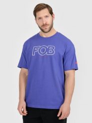 4F T-shirt loose z nadrukiem męski - fioletowy S. Fioletowe t-shirty 4F, m, bez wzorów, z materiału, bez kołnierzyka, bez ramiączek. Za 79.99 zł.