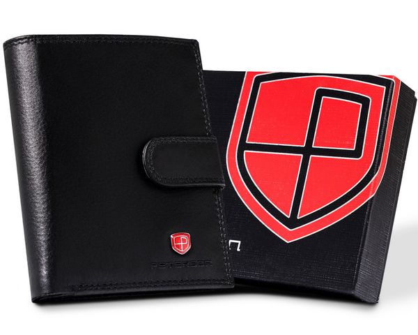 Portfel skórzany Peterson PTN MR-15L-CN czarny. Czarne portfele Peterson, bez wzorów, ze skóry. Za 80.00 zł.