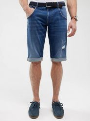 Szorty męskie jeansowe z przetarciami granatowe Conner 407. Niebieskie szorty BIG STAR, m, bez wzorów, z denimu, klasyczne. Za 199.99 zł.