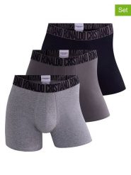 CR7 Bokserki (3 pary) w kolorze szarym, antracytowym i czarnym rozmiar: M. Czarne bokserki CR7, m, bez wzorów. Za 73.99 zł.