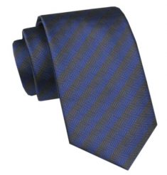 Elegancki Krawat Męski Angelo di Monti - Granat i Grafit, Prążek. Niebieskie krawaty i muchy Angelo di Monti, bez wzorów, z tkaniny. Za 45.00 zł.