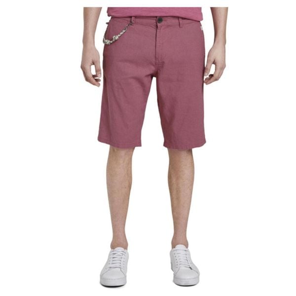 Spodenki męskie Tom Tailor Bermudy szorty lniane różowe. Czerwone szorty Tom Tailor, m, bez wzorów, z bawełny, sportowe. Za 146.05 zł.