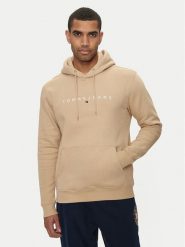 Tommy Jeans Bluza Linear Logo DM0DM17985 Beżowy Regular Fit. Brązowe bluzy Tommy Jeans, m, bez wzorów, z bawełny, bez kaptura. Za 199.99 zł.