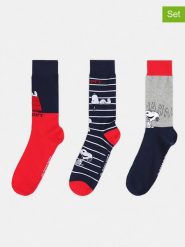 Admas Skarpety (3 pary) w kolorze czerwono-granatowym rozmiar: onesize. Czerwone skarpety admas, bez wzorów, z materiału. Za 69.99 zł.