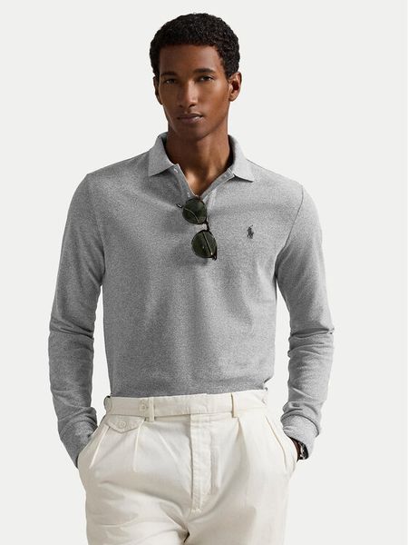 Polo Ralph Lauren Polo 710680790003 Szary Custom Slim Fit. Szare koszulki polo Polo Ralph Lauren, m, bez wzorów, z bawełny, bez kołnierzyka, bez ramiączek. Za 486.99 zł.