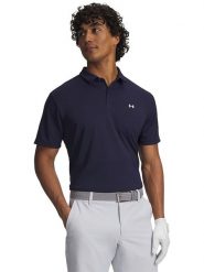 Under Armour Funkcyjna koszulka polo w kolorze granatowym rozmiar: M. Niebieskie t-shirty sportowe Under Armour, bez wzorów, z materiału, bez ramiączek, outdoorowe. Za 103.45 zł.
