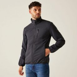 Softshell turystyczny męski Romain. Białe kurtki softshell Regatta, m, bez wzorów, z materiału, bez kaptura. W wyprzedaży za 279.99 zł.