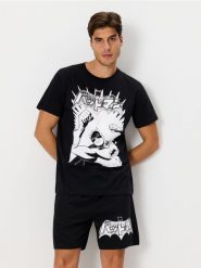 Bawełniana piżama Batman - czarny. Czarne piżamy Sinsay, l, bez wzorów, z bawełny, bez ramiączek. Za 49.99 zł.