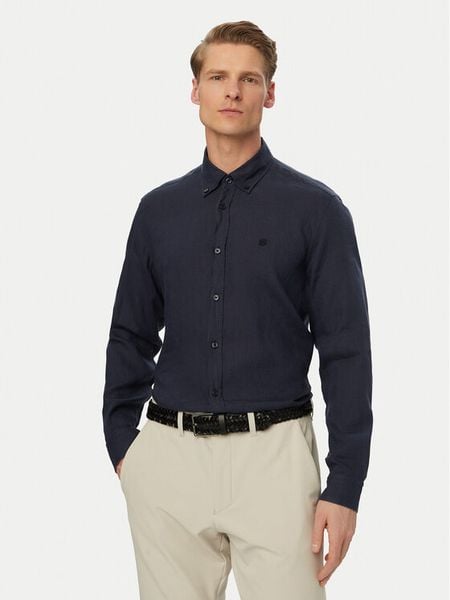 BOSS Koszula H-Liam 50556077 Granatowy Regular Fit. Niebieskie koszule Boss, m, bez wzorów, ze lnu, bez kołnierzyka, bez ramiączek. Za 391.99 zł.