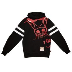 Sweatshirt z kapturem Chicago Bulls. Czarne bluzy Mitchell & Ness, bez wzorów, z kapturem. Za 434.50 zł.