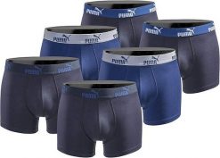 Bokserki majtki męskie Puma Boxershorts 6-pak bawełniane. Niebieskie bokserki Puma, m, bez wzorów, z bawełny. Za 179.00 zł.