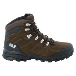 Buty trekkingowe męskie Jack Wolfskin Refugio Texapore Mid. Brązowe buty turystyczne Jack Wolfskin, bez wzorów, z materiału, za kostkę, bez zapięcia, trekkingowe. Za 449.99 zł.