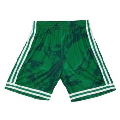 Marmurowe spodenki drużynowe Boston Celtics Swingman 1985/86. Zielone szorty Mitchell & Ness, s, bez wzorów, sportowe. Za 477.50 zł.