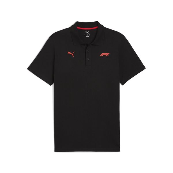 Męska koszulka polo F1® Essentials PUMA. Czarne koszulki polo Puma, m, bez wzorów, prążkowane, bez kołnierzyka, bez ramiączek. Za 199.00 zł.