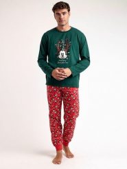 Disney Piżama w kolorze zielono-czerwonym rozmiar: M. Czerwone piżamy Disney, m, bez wzorów, z bawełny, bez ramiączek. Za 145.26 zł.