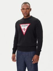 Guess Jeans Sweter M4BR32 Z3HM1 Czarny Regular Fit. Czarne swetry rozpinane Guess Jeans, m, z aplikacjami, z bawełny, bez kołnierzyka, bez ramiączek. Za 329.99 zł.