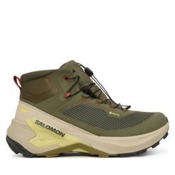 Trekkingi Salomon. Brązowe botki sznurowane Salomon, bez wzorów, bez obcasa, bez zapięcia. Za 819.99 zł.