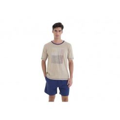 Piżama męska bawełniana rozm. S Gent L251301 beżowa. Brązowe piżamy Massana Homewear, l, bez wzorów, z bawełny, bez ramiączek. W wyprzedaży za 172.80 zł.