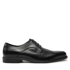 Półbuty HUGO. Czarne eleganckie półbuty Hugo, bez wzorów, bez obcasa, bez zapięcia. Za 489.99 zł.