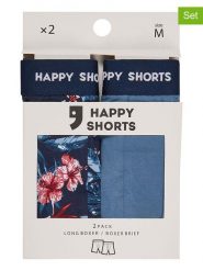 Happy Shorts Bokserki (2 pary) w kolorze granatowo-błękitnym rozmiar: L. Niebieskie bokserki Happy Shorts, l, bez wzorów. Za 62.47 zł.