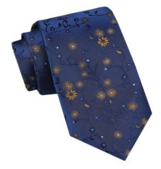Modny Krawat Męski - Alties - Niebieski w Drobne Kwiaty. Niebieskie krawaty i muchy Alties, bez wzorów, z tkaniny. Za 49.00 zł.
