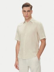 BOSS Koszula 50537382 Beżowy Regular Fit. Brązowe koszule Boss, m, bez wzorów, ze lnu, bez kołnierzyka, bez ramiączek. Za 339.99 zł.