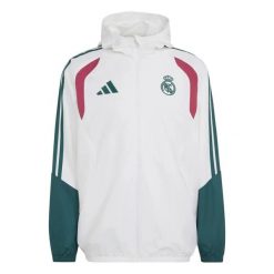 Kurtka wodoodporna All Weather Real Madrid Tiro 2026/27. Białe kurtki Adidas, l, bez wzorów, bez kaptura. Za 431.00 zł.
